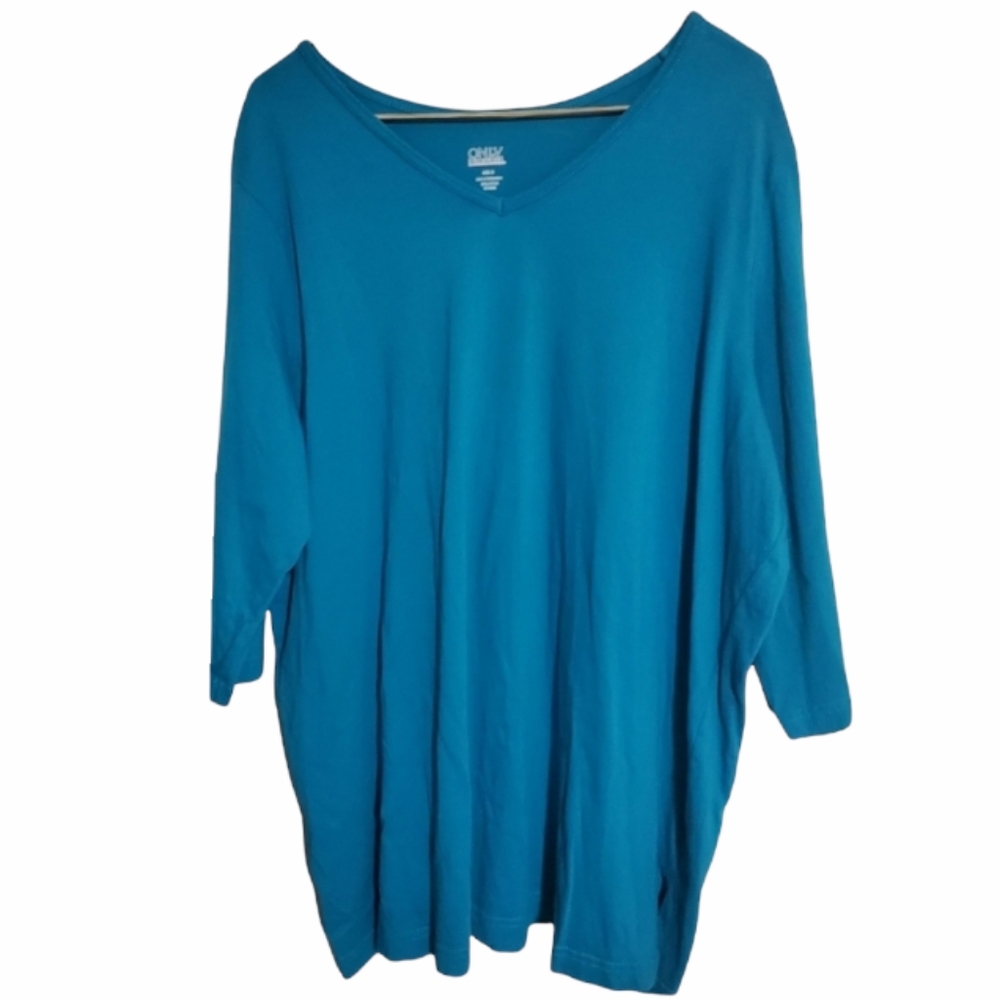 Only Necessities Deep Teal Blue 3/4 Sleeve 1X Pullover Womens Plus Size Blouse
